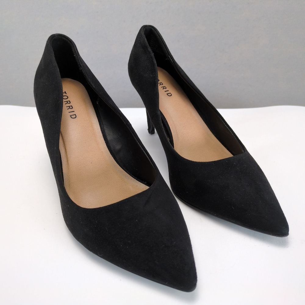 Torrid Pumps Womens 9.5 Black Good Faux Suede Pointed Toe Stiletto Career Office